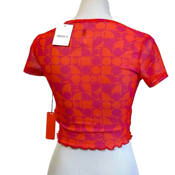 Forever 21 x Sports Illustrated Swim Cover-Up Tee Small Orange Purple Sheer SS - Picture 2 of 9